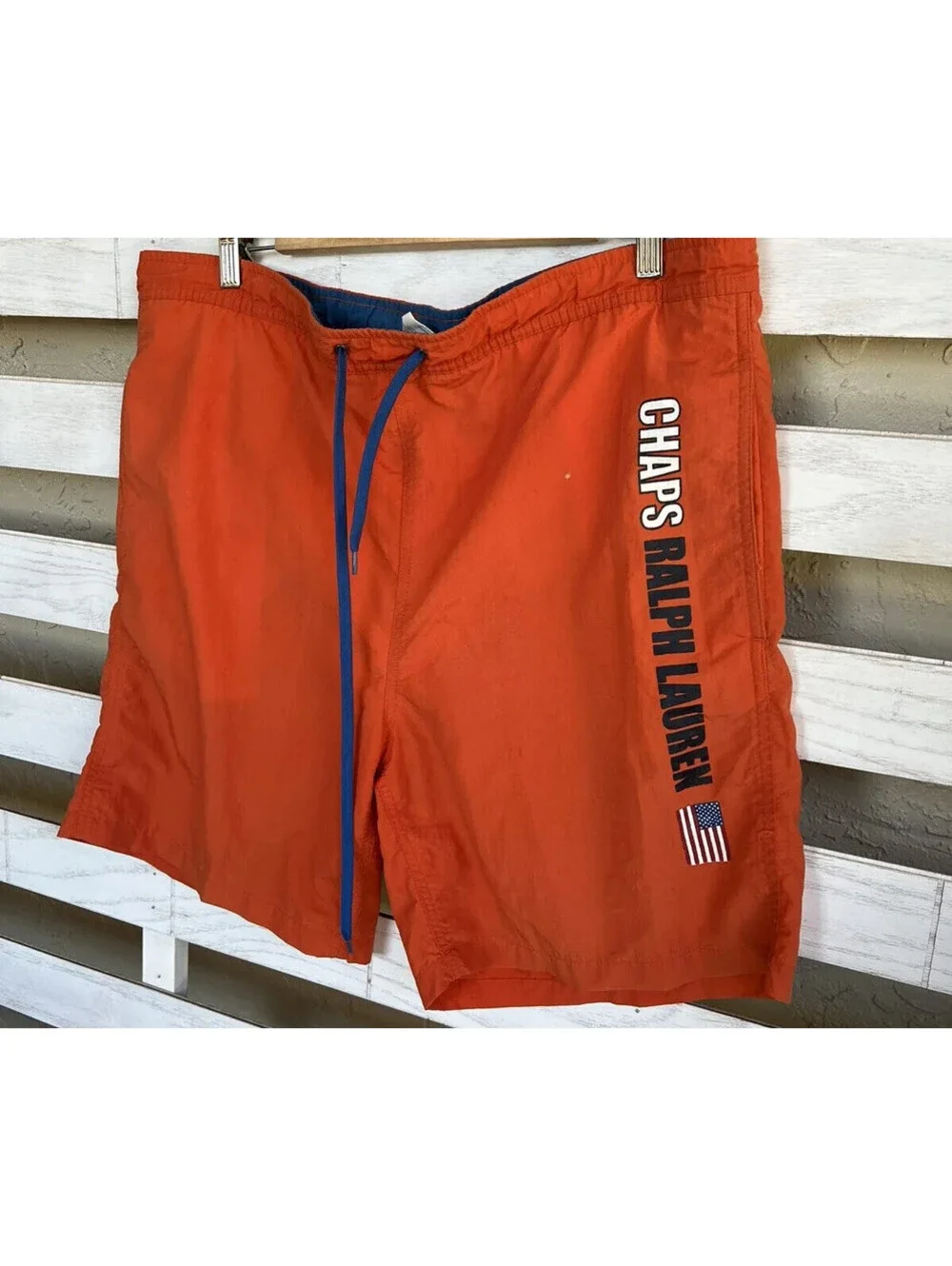Chaps Ralph Lauren Men's Athletic Logo Swim Trunk Shorts Orange Size M